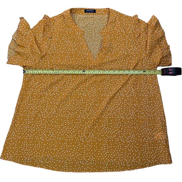 Bloomchic Plus Size Yellow & White Polka Dot V Neck Shirts 22/24 - Picture 4 of 5